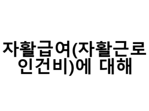 자활급여(자활근로 인건비)에 대해