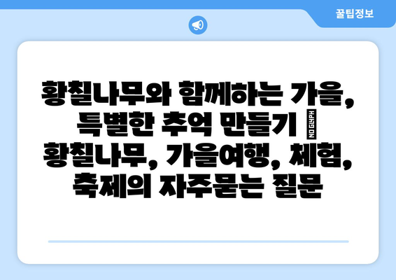황칠나무와 함께하는 가을, 특별한 추억 만들기 | 황칠나무, 가을여행, 체험, 축제