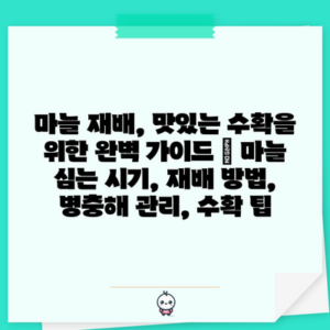 마늘 재배, 맛있는 수확을 위한 완벽 가이드 | 마늘 심는 시기, 재배 방법, 병충해 관리, 수확 팁